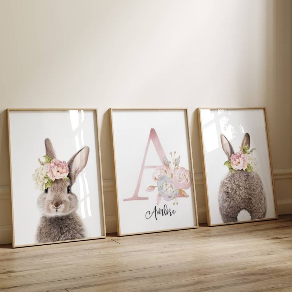 Décoration murale chambre fille thème lapins
