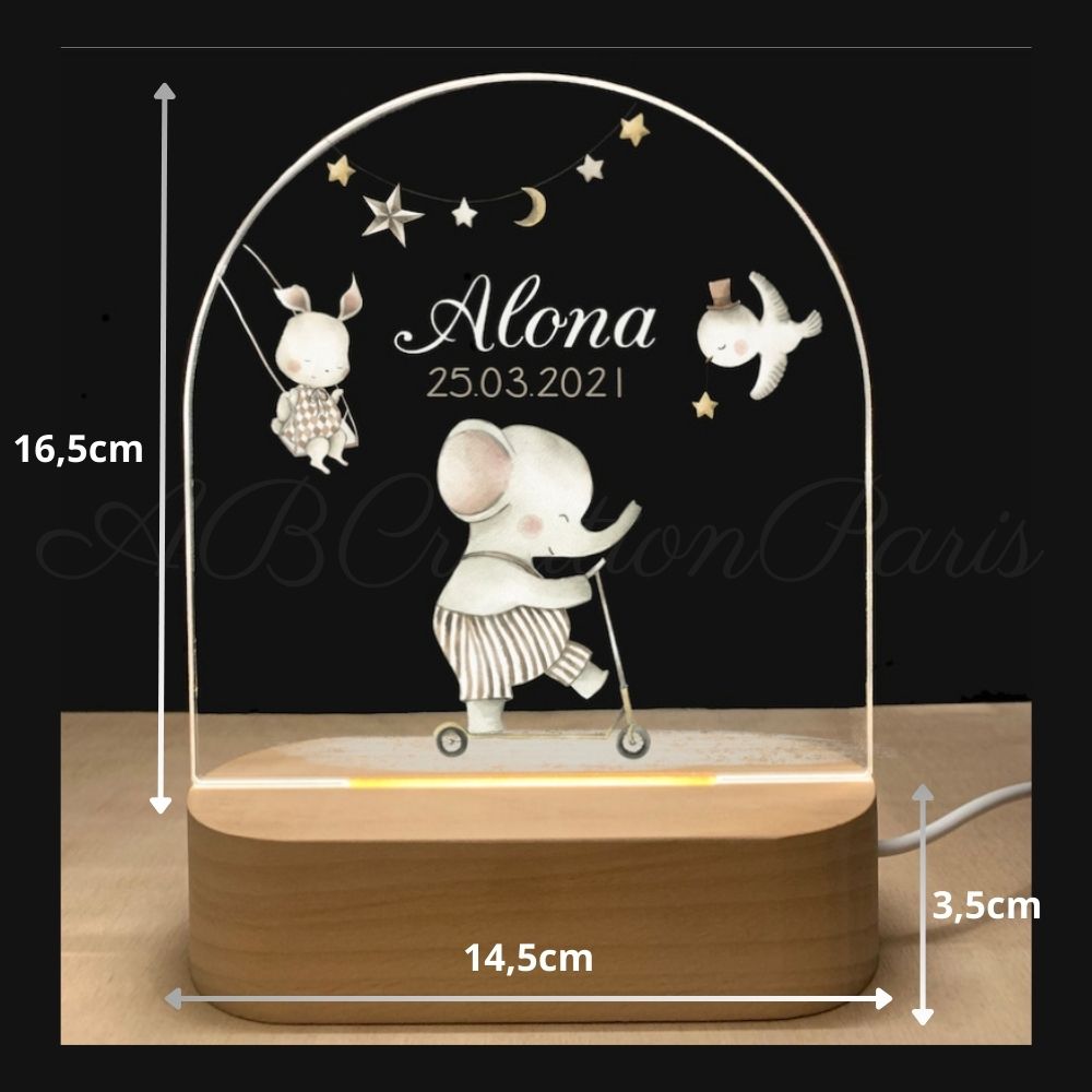 Lampe Led Elephant - Cadeau naissance fille