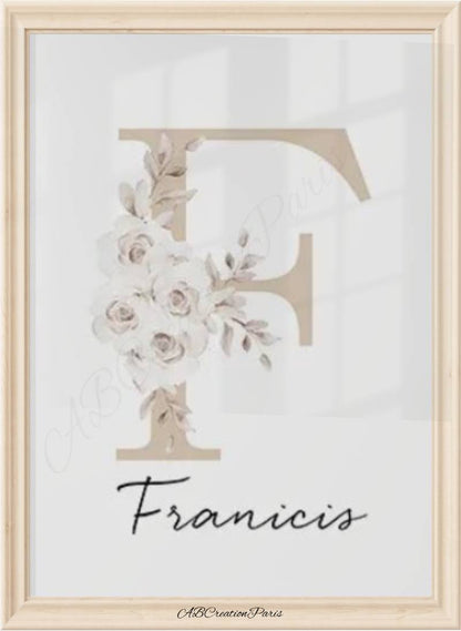 affiche prenom personnalisé pour chambre mixte 