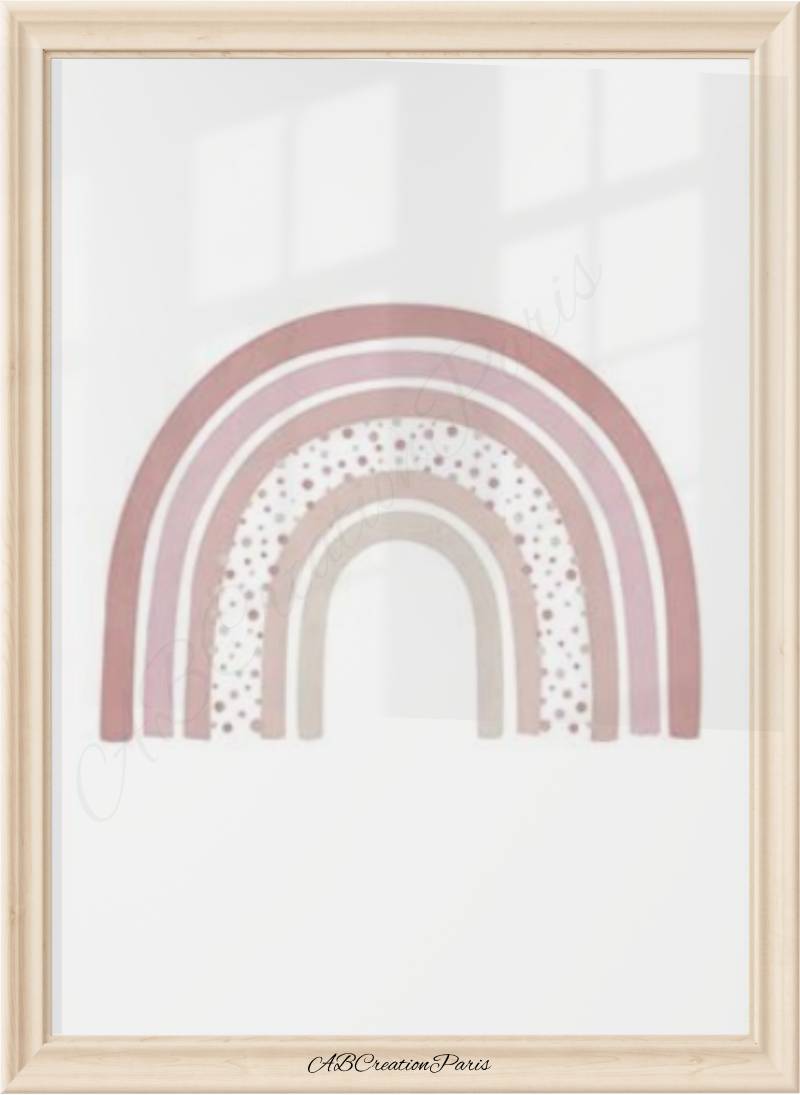 affiche arc en ciel rose