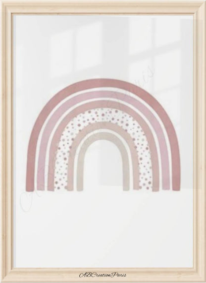 affiche arc en ciel rose