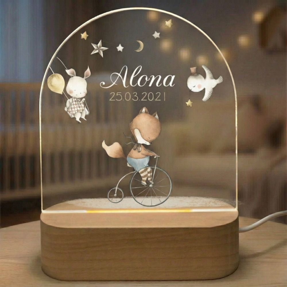 lampe led renard pour chambre bébé personnalisée
