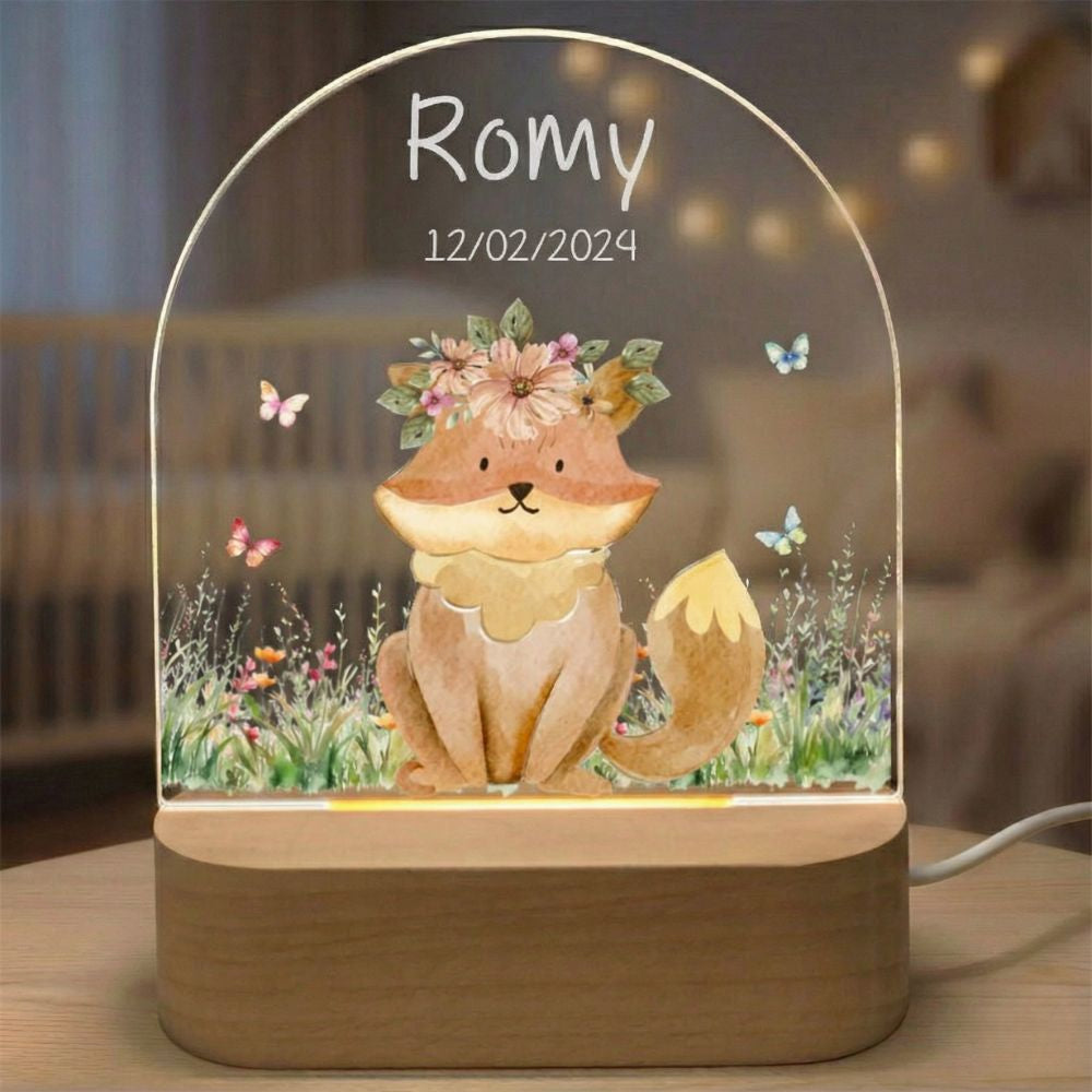 veilleuse personnalisee enfant renard et papillion