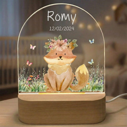 veilleuse personnalisee enfant renard et papillion