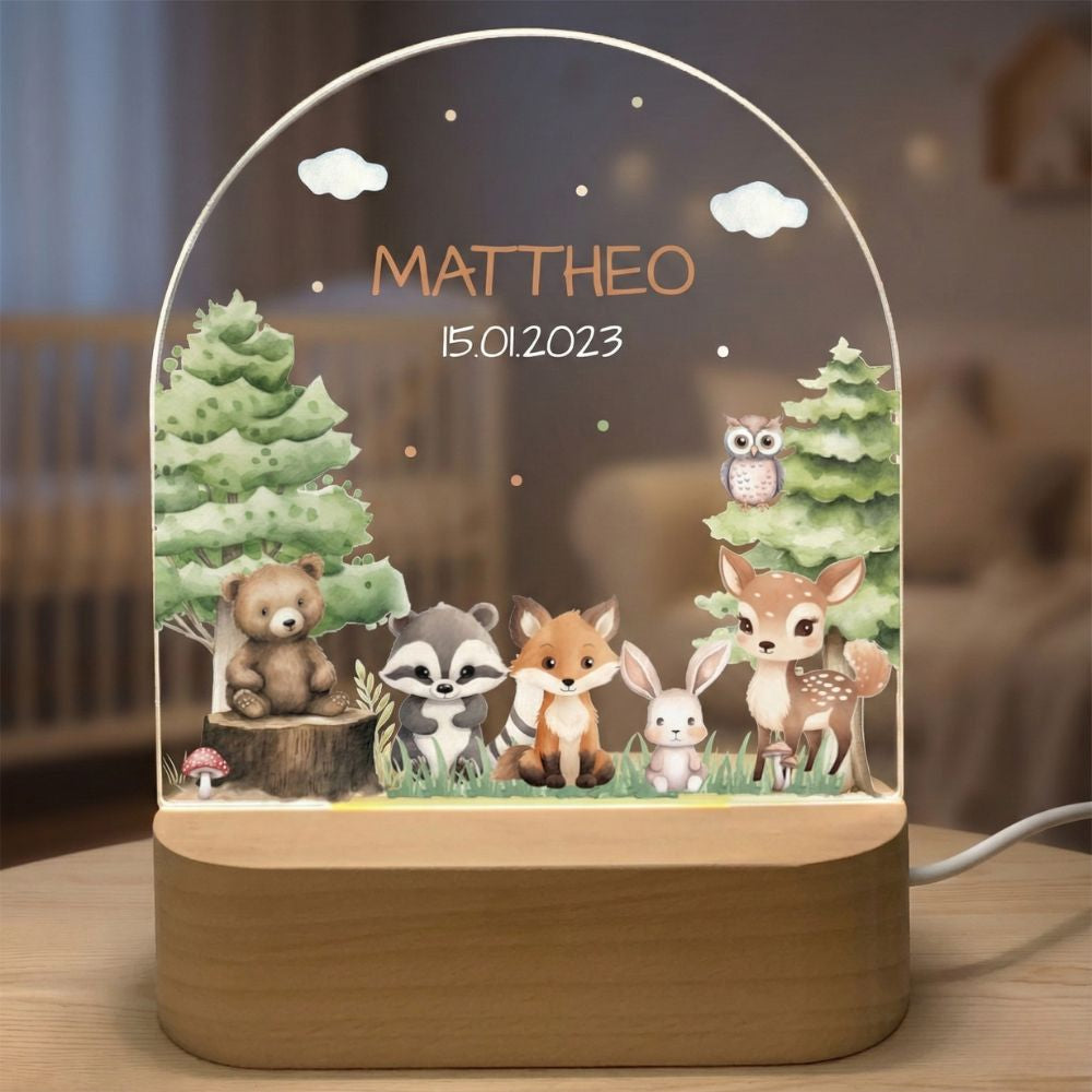 Veilleuse Personnalisée Animaux de la Forêt
