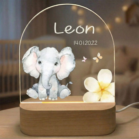 lampe chambre enfant elephant personnalisée prenom 