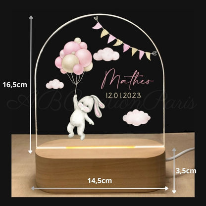Lampe de Chevet Enfant Lapin et Ballons