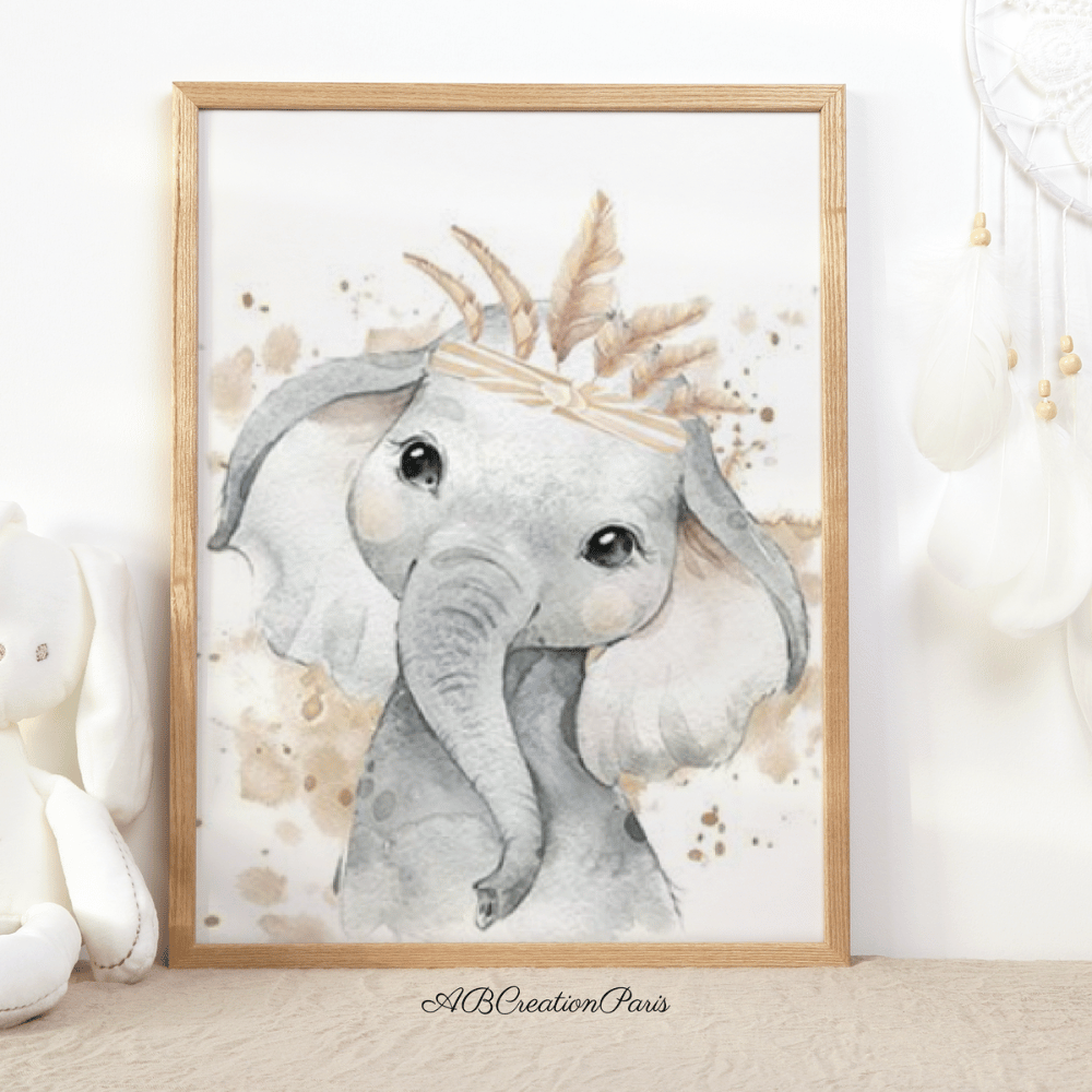 décoration chambre bebe beige elephant plume beige