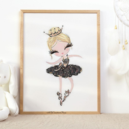 illustration danseuse etoile en robe noire