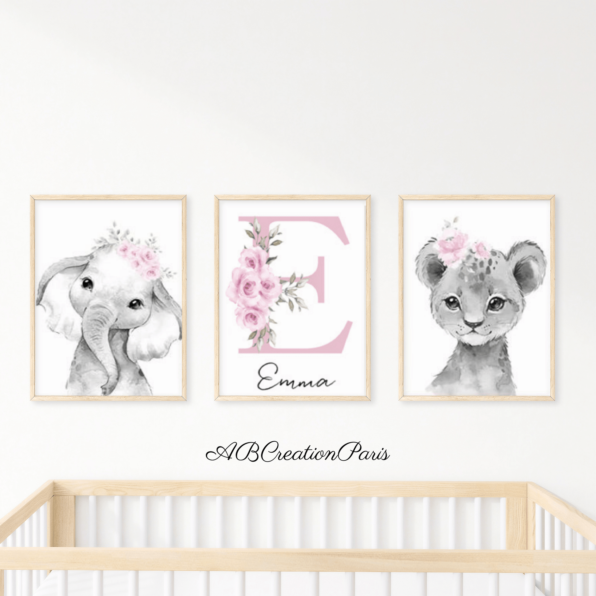 set de 3 affiches animaux de la jungle chambre bébé