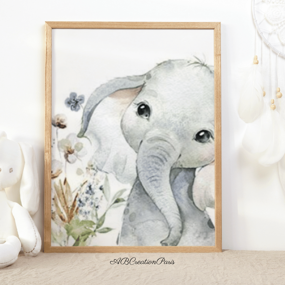 décoration murale elephant chambre bebe fille 