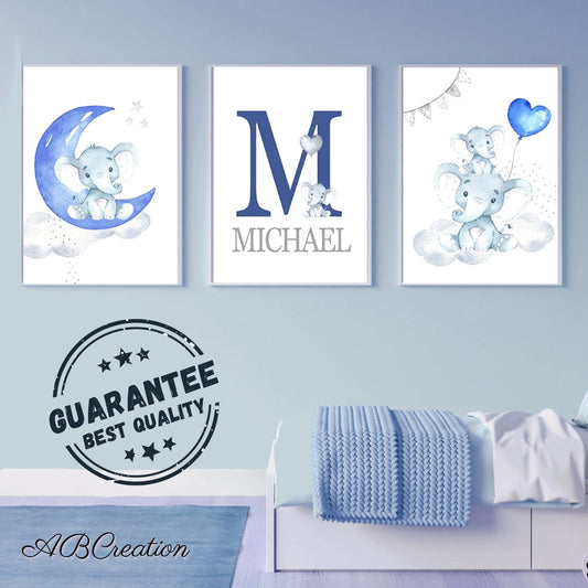 Set mit 3 personalisierten Postern – Zimmerdekoration für Babys
