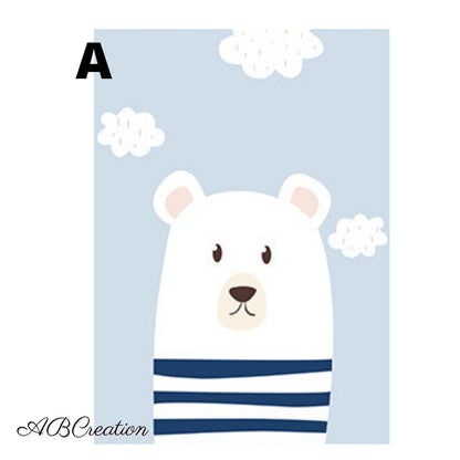 affiche ours marinière ciel bleu nuage
