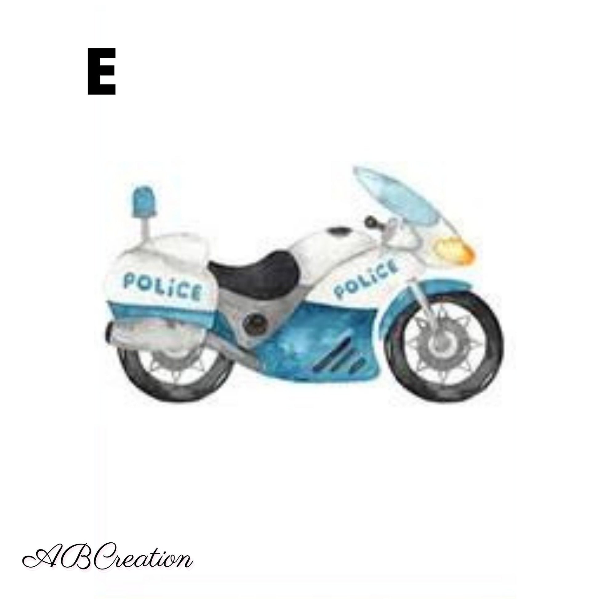 illustration moto de police, affiche pour chambre enfant garcon