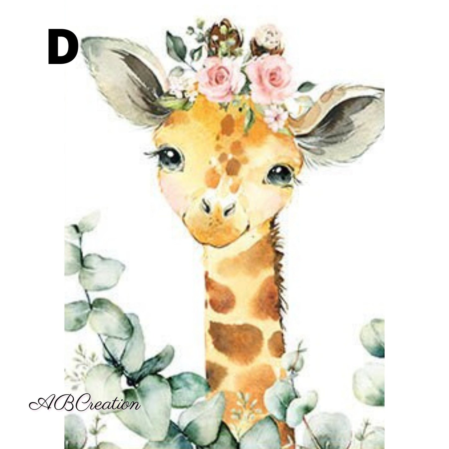 affiche girafe feuillage