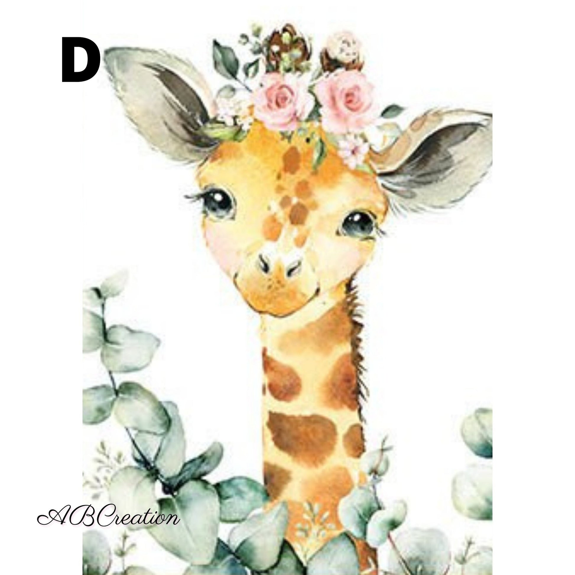 affiche girafe feuillage