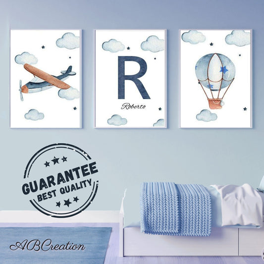 Flugzeuge und Heißluftballon – Set mit 3 Postern