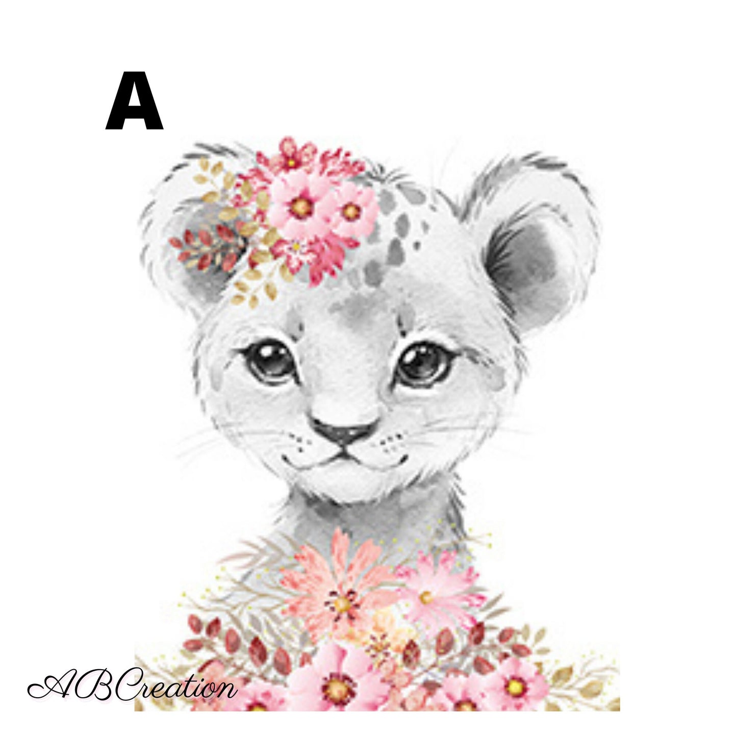 Set de 3 Affiches Animaux de la Jungle Couronne de Fleurs