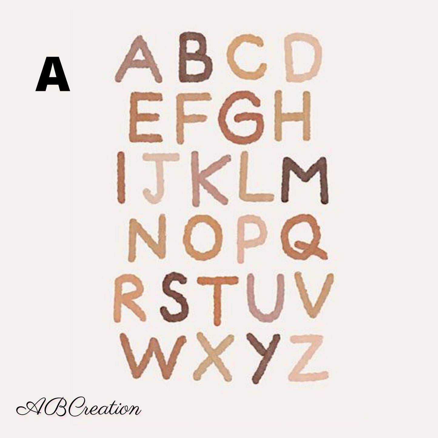 poster alphabet teinte terracotta beige